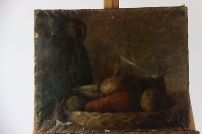 Réunion de deux huiles sur toile comprenant...