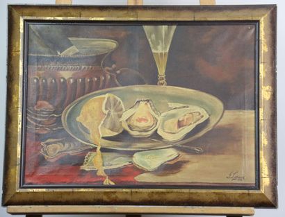 F. LEGRAND (XXe). Nature morte aux huitres....