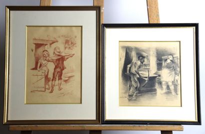 WILLETTE (1857-1926). Lot de deux gravures....