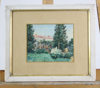 École française du XXe. Paysages. Deux aquarelles....