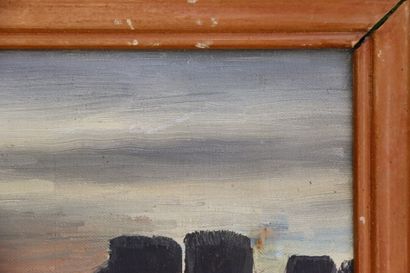 École du XXème. Vue du littoral. Huile sur...