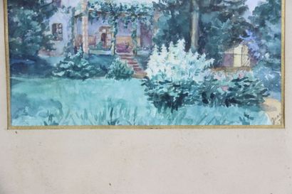 École française du XXe. Paysages. Deux aquarelles....