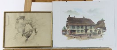 L. KAHN (XXeme). Paysages. Deux dessins au...