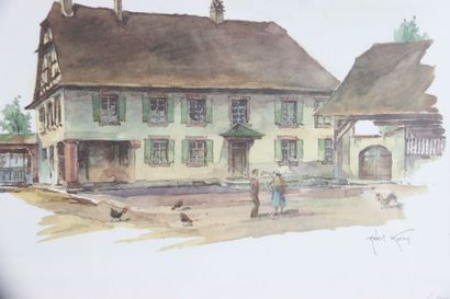 L. KAHN (XXeme). Paysages. Deux dessins au...