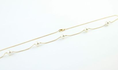 Collier en or jaune maille forçat ronde 18K...