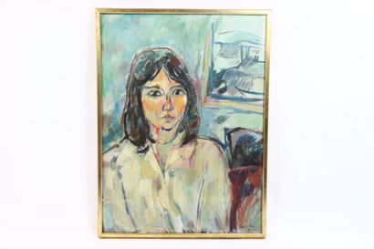 Denlis LOYEZ (XXe). Portrait de jeune fille....