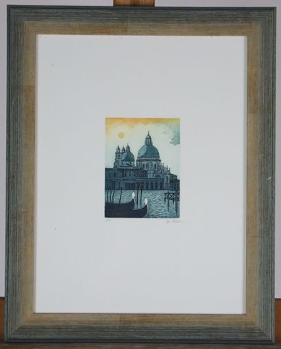 École italienne du XXe. Vue de la basilique...