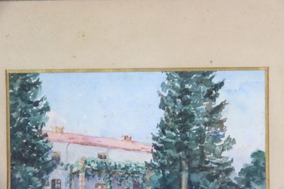 École française du XXe. Paysages. Deux aquarelles....