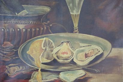 F. LEGRAND (XXe). Nature morte aux huitres....