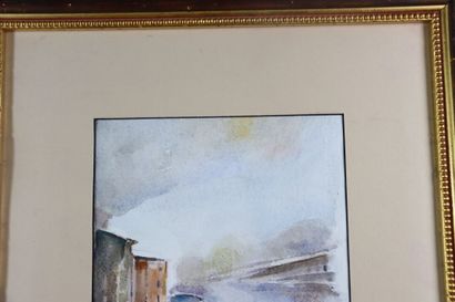 École française du XXe. Paysages. Deux aquarelles....