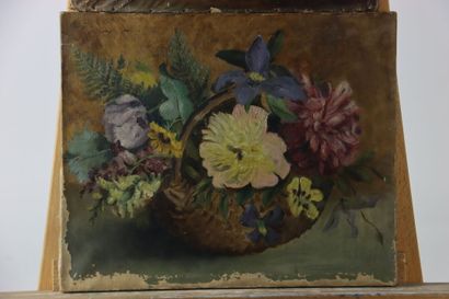 Réunion de deux huiles sur toile comprenant...