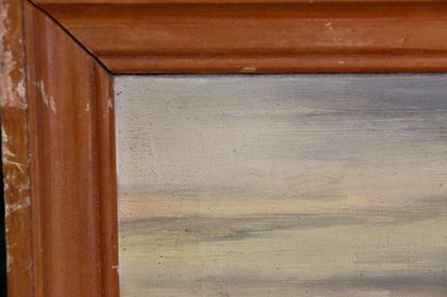 École du XXème. Vue du littoral. Huile sur...