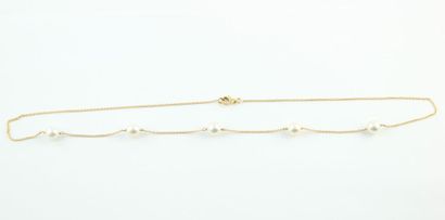 Collier en or jaune maille forçat ronde 18K...