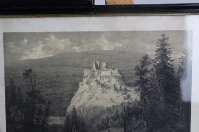 Lot constitué de 3 gravures représentant...