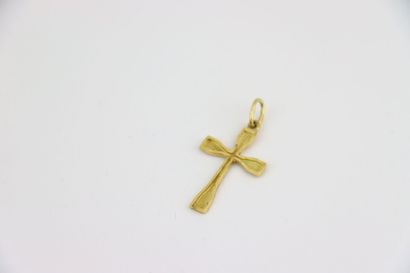 1 gold cross pendant, 1 gold and violet stone...