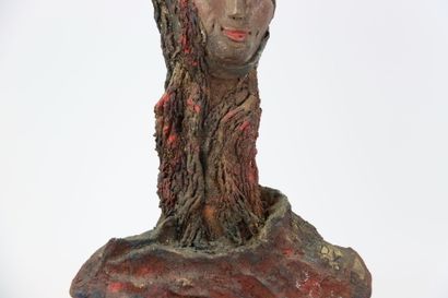1 terracotta sculpture, female bust, modern...