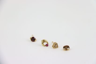 3 18 k gold studs, 2 with stones, 1 18 k...