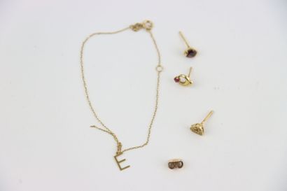 3 18 k gold studs, 2 with stones, 1 18 k...