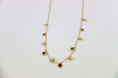 1 gold necklace set with stones, length 44...