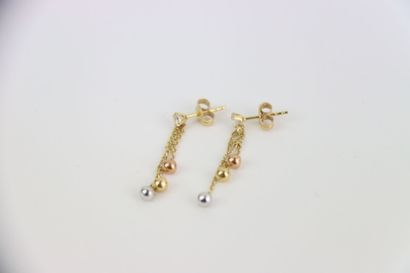 1 tangled gold neck chain, 2 pairs of gold...