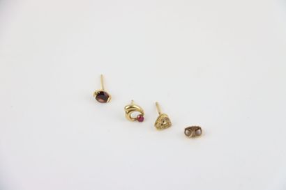 3 18 k gold studs, 2 with stones, 1 18 k...
