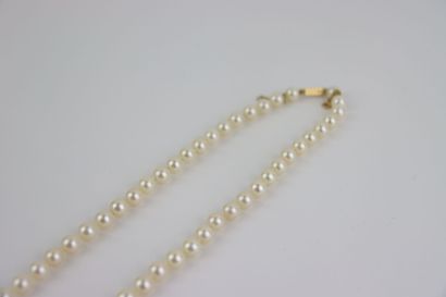1 white pearl necklace, 74 cm, gold clas...