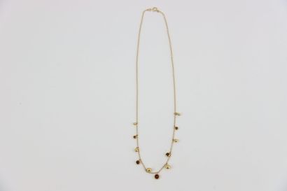 1 gold necklace set with stones, length 44...