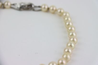 1 white pearl choker, silver-plated metal...