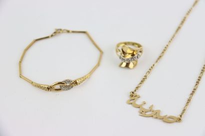 1 gold and stone articulated bracelet, 1...