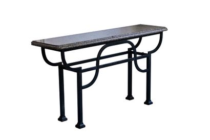 Black-painted wrought-iron console. 
Grey...