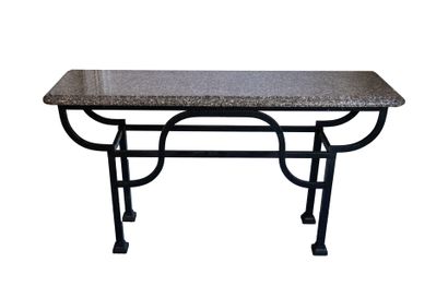 Black-painted wrought-iron console. 
Grey...