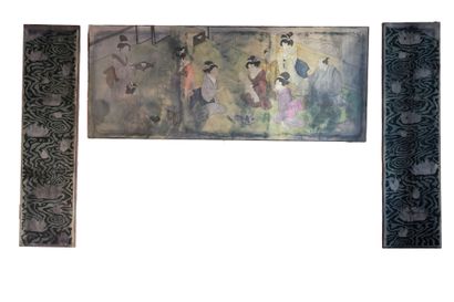 Suite of twelve mixed media on canvas depicting...