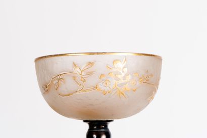 Set of ten champagne glasses with acid-etched...