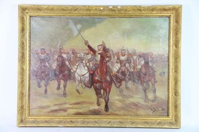 École française du XXe. 
Charge de cavalerie...