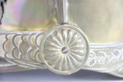 Casque de pompier modèle 1852.
Bombe en laiton,...