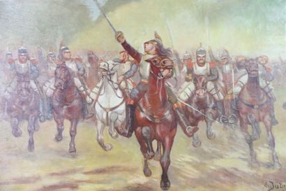 École française du XXe. 
Charge de cavalerie...