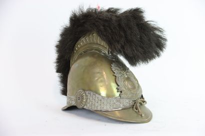 Casque de pompier modèle 1852.
Bombe en laiton,...