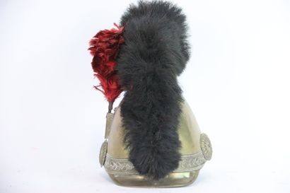 Casque de pompier modèle 1852.
Bombe en laiton,...