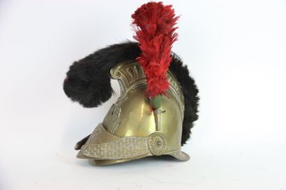 Casque de pompier modèle 1848.
Bombe en laiton,...