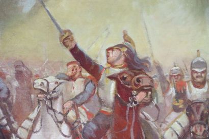 École française du XXe. 
Charge de cavalerie...