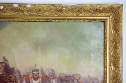 École française du XXe. 
Charge de cavalerie...