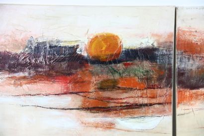Elsa TROUSLARD (XXe)
Soleil couchant. 
Paire...