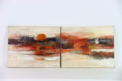 Elsa TROUSLARD (XXe)
Soleil couchant. 
Paire...