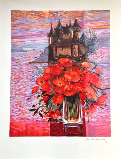 MICHEL-HENRY (1928-2016).
La Château de Val.
Lithographie...