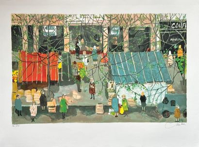 Nathalie CHABRIER (1932).
Marché rue Ordener.
Lithographie...