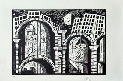 Jean-Claude FOREZ (XXème)
Gravure sur bois...