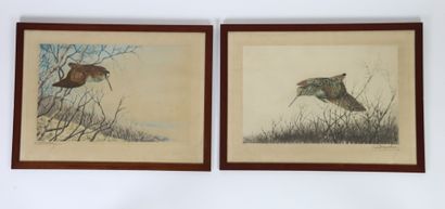 Léon DANCHIN (1887 - 1938),
Bécasses,
Paire...