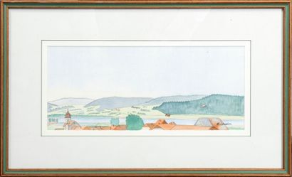 N. COUSIN (XXe siècle) 
Paysage lacustre.

Aquarelle...