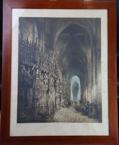 Camille Fonce (1867-1937).
Intérieur d'église.
Eau-forte.
Numéro...