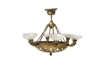 GEORGES LELEU (1883- 1961).
Lustre à structure...